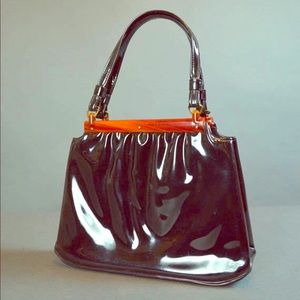 Vintage 1950’s lucite patent leather handbag